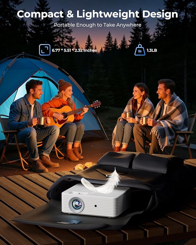 Mini Projector for iPhone, ELEPHAS Portable Projector for Bedroom | Built-in Speaker, 1080P Support, Small Pocket Movie Proyector Compatible with Android/iOS/Windows/TV Stick/HDMI/USB