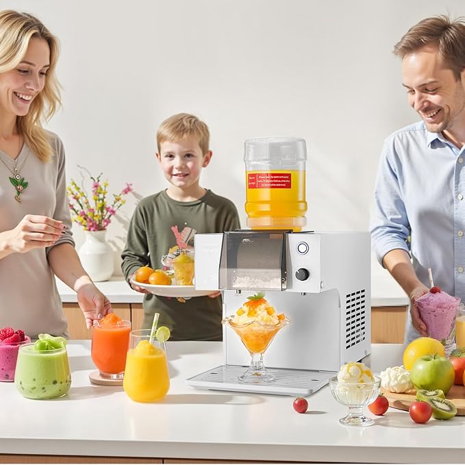VEVOR Snowflake Ice Machine, 88LBS/24H Snowflake Ice Maker, Ice-Shaver Machine with Stainless Steel Blade, Electric Snow Cone Maker with 0.48 Gal Tank, 90S Fast Pre-Cooling, for Home & Small Gathering