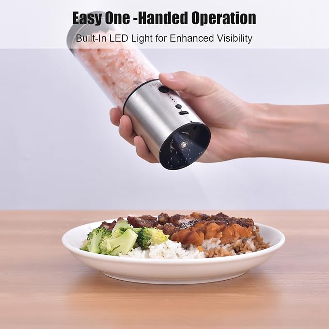 Larger Capacity Electric Salt and Pepper Grinder Set, Rechargeable Salt and Pepper Shakers Set, Kitchen Gadgets Salt and Pepper Mill,Perfect Dad Gifts