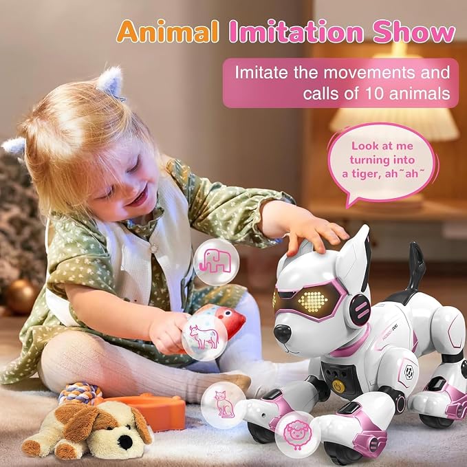 okk Robot Dog for Kids, Remote Control Dog and Touch Voice Interactive, Programmable Robot with lmitation Show, Sing Dance Electronic Pet, Smart Gesture Sensing Puppy Gift for Boys Girls