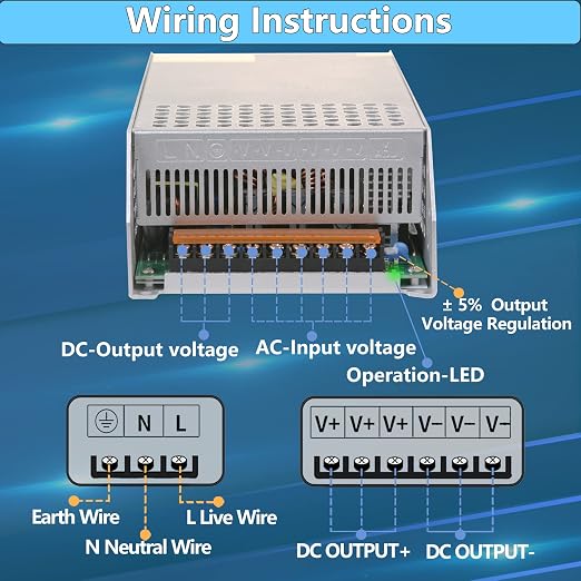 New Version DC 12V 100A 1200W Power Supply Adapter 110V AC to 12V DC Converter 100A 1200W Power Supply Transformer for Motor Pump CCTV Security Camera Car Stereo 3D Printer