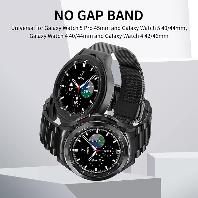 GOLDTOLUCK No Gap Stainless Steel Band Compatible with Samsung Galaxy Watch 8 7 6 5 4 Classic FE Pro Ultra 40mm 44mm 46mm 43mm 47mm 45mm 42mm Replacement Men Women Milanese Metal Elegant Casual