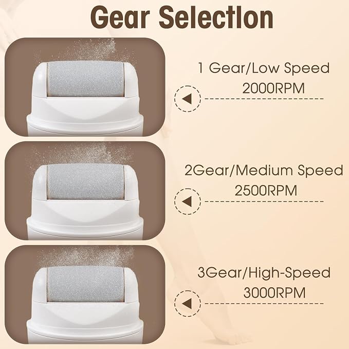 White Electric Foot File Callus Remover Set, Waterproof, LCD Display, with Professional Pedicure Kit 9 Pieces