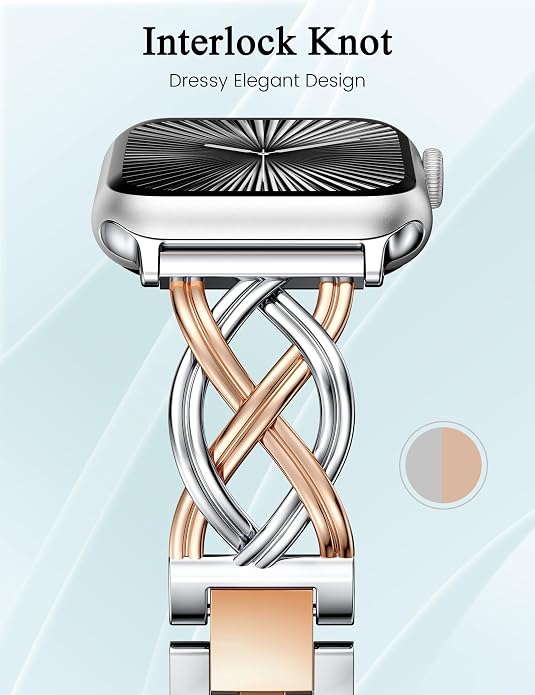 TOYOUTHS Dressy Bracelet Compatible with Apple Watch Bands 38/40/41/42/44/45/46/49mm Women, Celtic Stainless Steel Metal Fancy Nice Pretty Strap for iWatch Series 11 10 9 8 7 6 5 4 Ultra/SE 3 2 1