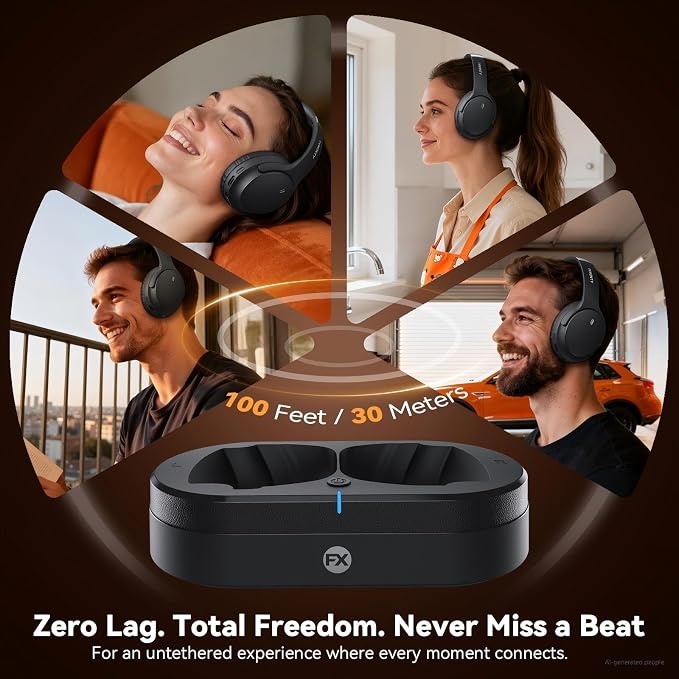 Wireless Headphones for TV, TV Headphones Wireless for Seniors with Charging Dock, 65H Playtime, No Audio Delay, HiFi Stereo Sound, Ideal Gift for Elderly & Parents