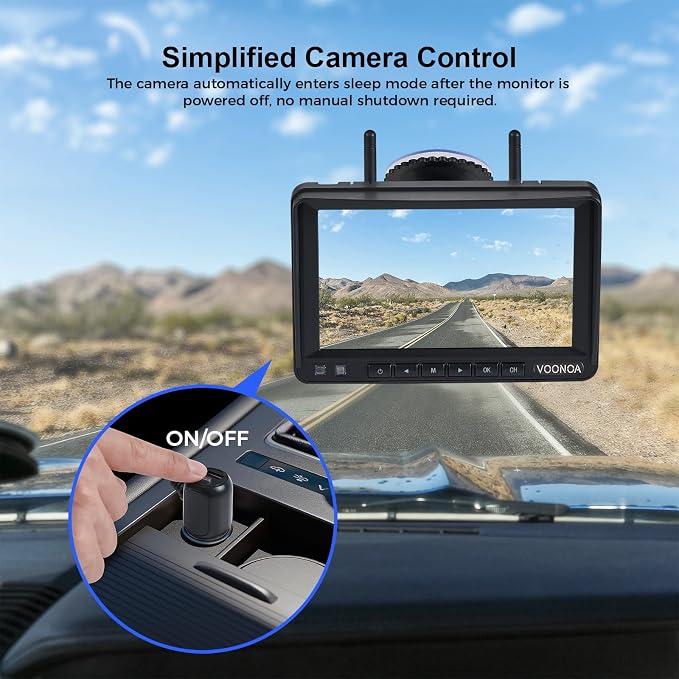 VOONOA 2 Magnetic Wireless Backup Camera with 7'' HD 1080P DVR Monitor System, 15000mAh Rechargeable Waterproof Dual Solar Reverse Camera for Hitch Towing Car Trailer Truck RV VN007
