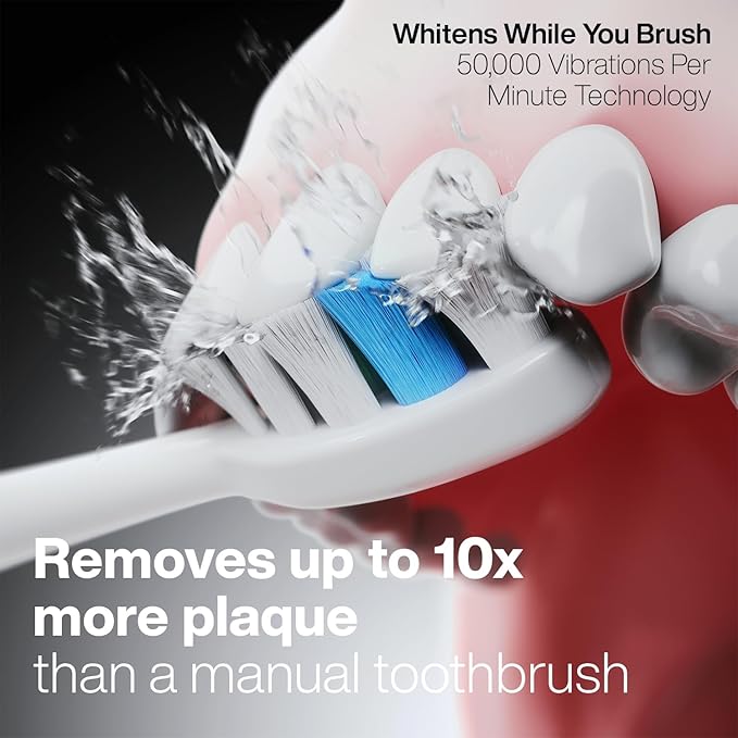 Aquasonic Vibe Series PRO – Ultra-Whitening Electric Toothbrush – 5 Modes & Smart Timers – Premium Travel Case & 6 Proflex Brush Heads – ADA Accepted Toothbrush (Optic White)