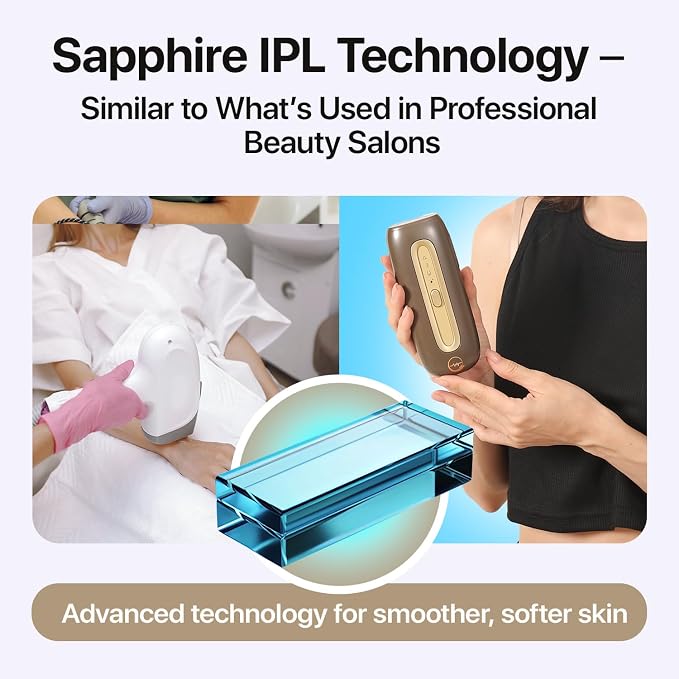 Painless Sapphire Ice Cooling IPL Laser Hair Removal Device | 16J Laser Hair Removal for Women & Men with Infrared Light | Effective At Home Hair Removal System