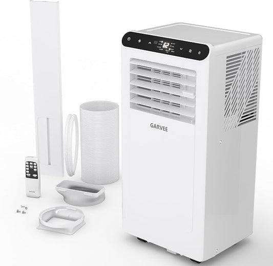 Garvee 10000BTUs Portable Air Conditioner for 450 Sq.Ft Max.Portable AC Unitwith Dehumidifier, Fan, Sleep, 24H Timer&Installation Kit, DOE Certified, Ceer 6.6,48dB,Remote Control,White