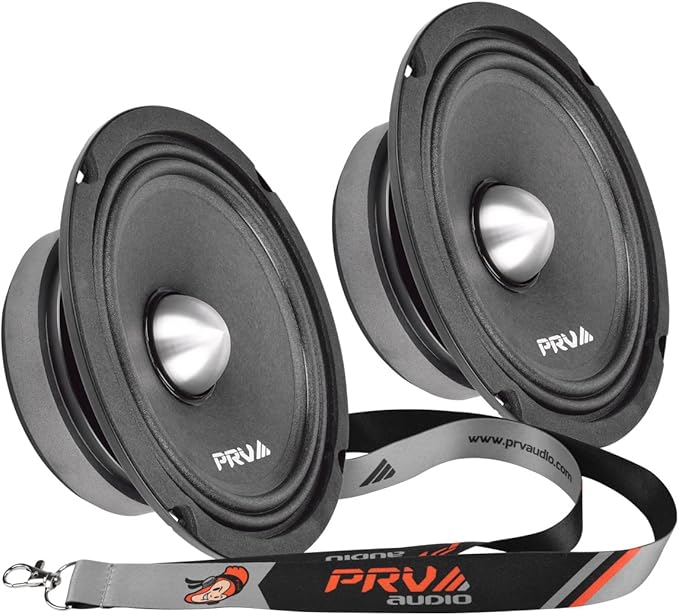 PRV AUDIO 2X 6MR250B-4 Slim Midrange 6.5" Shallow Bullet Speakers 250 Watts 4 Ohm, Slim Mount Car Audio Bullet Loudspeaker Compact for Doors with 1 Exclusive Lanyard (2 Speakers)