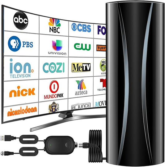 3200+ Miles TV Antenna Indoor, 360° Reception Digital Antenna for Smart TV and Old TVs, HD Antenna for Local Channels with Amplifier Signal Booster Support 4K 8K 1080p -38ft Thick Coaxial Cable