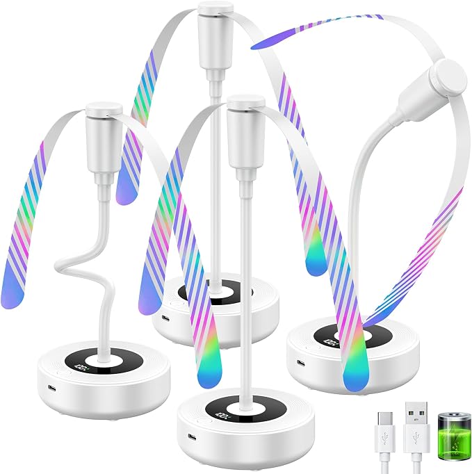 TriPole Fly Fans for Tables, 2000mAh Rechargeable Battery Operated Food Fan Lasts 20 Hrs with LED Display, Portable Fly Table Fan Indoor Outdoor for Picnic, Party, BBQ, Kitchen, Patio, 4 Pack White