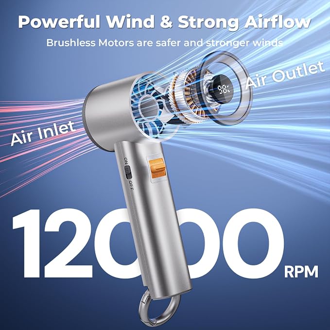 Portable Handheld Turbo Fan for Outdoor - 5000mah Mini Handheld Personal Pocket Fan for Powerful Airflow Wind - 20hrs,100 Speeds Adjustable - Digital Display,Gifts for Travel,Outdoor Activites,Camping