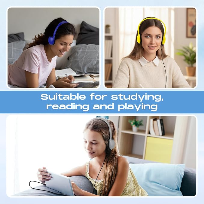 Yunsailing 10 Pack Bulk Over Ear Headphones Set On Ear Headsets Earphones with Adjustable Headband and 3.5mm Plug for Group Learning, Computer Lab, Library, Online Lesson (Macaron 10 Color)