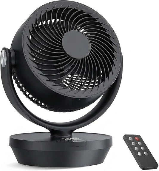 PNTCK Air Circulator Fan for Bedroom, 13" Table Fan with Remote, 90° Oscillating & 120° Tilt, 60ft Strong Airflow, Quiet 25dB Electric Fan with 4 Speeds, 4 Modes & 12H Timer