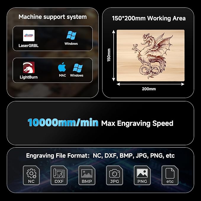 Artilume T1 Laser Engraver 3000mW, Foldable Design Laser Engraving Machine, 0.01mm Precision, Large Working Area 200 * 150mm for Wood Leather Acrylic and More, Best for Beginners Small Business