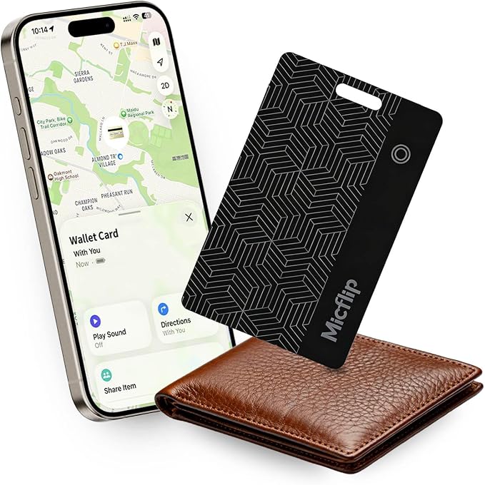 Wallet Tracker Card (iOS Only) Apple MFi Certified Bluetooth Tracker Card, 0.07in Rechargeable Smart Tracking Card Work with Apple Find My, Keys, Luggage Tags, Bags, Passports, Purse(1 Pack)