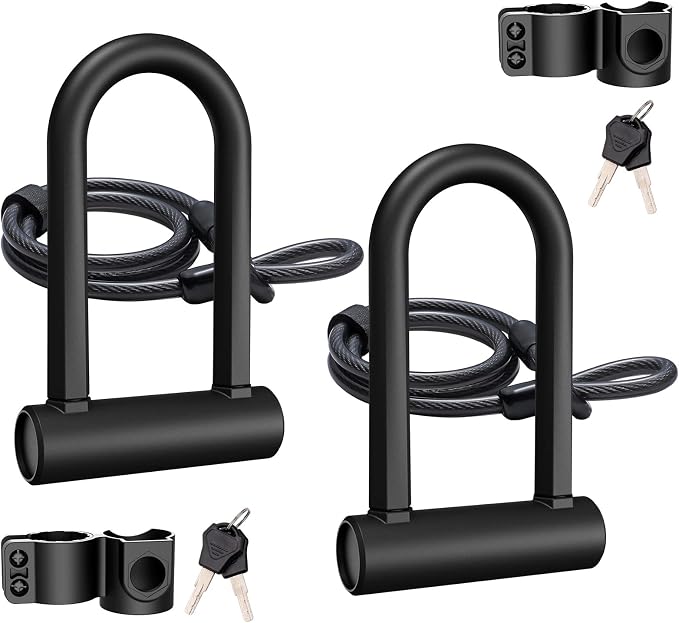 Bike U Lock Heavy Duty Bike Lock Bicycle U Lock, 16mm Shackle and 4ft/6ft Length Security Cable with Sturdy Mounting Bracket for Bicycle, Motorcycle and More