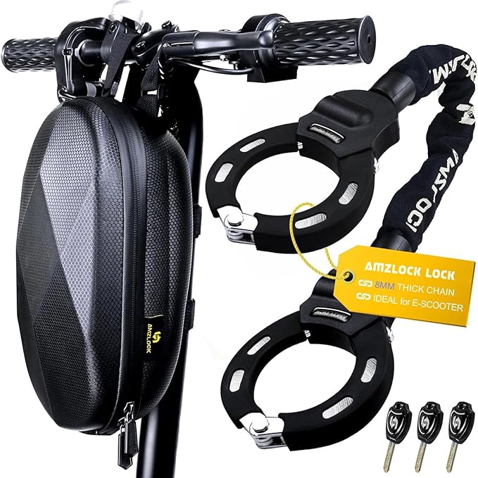 Scooter Lock with Bag, Heavy Duty 5/16" (8mm) Anti-Theft Chain for Electric Scooter, E-Bike & Bicycle, 29.5" (75cm)