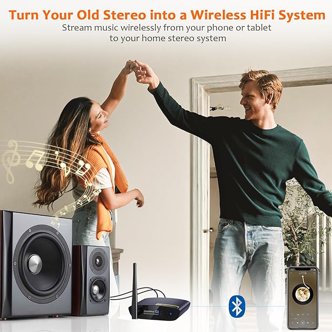 1Mii DS200Pro HiFi Bluetooth 5.3 Receiver with LDAC & Audiophile DAC, aptX HD Low Latency Wireless Audio Adapter, Long Range, RCA/Optical Output for Home Stereo/Amplifier/AV Receiver – Blue