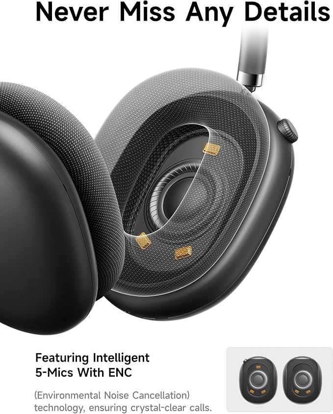 Picun F8 Pro Hybrid Active Noise Cancelling Headphones with Multiple Modes, Wireless Over-Ear Bluetooth Headphones, 140H Playtime, Customizable Sound, Head Tracking,Travel, Office, Deep Grey