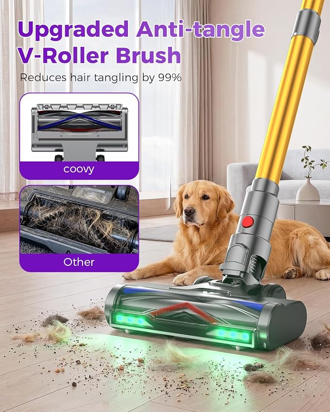 Coovy SU7 Ultra Cordless Vacuum Cleaner, 55KPa/650W 80Mins Runtime Powerful Suction Stick Vaccum for Whole-House Cleaning, Self-Standing Anti-Tangle Vac for Hard Floors Carpet Pet Hair, Ultra Version