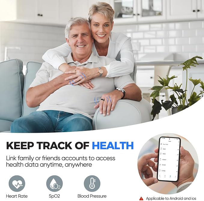 New Smart Ring Health Tracker for Women & Men, Sleep Exercise Health Monitoring, Daily Tracking, iOS/Android Compatible, IP68 Waterproof, No Subscription Required, 5‑Day Battery Life (Silver, 11)