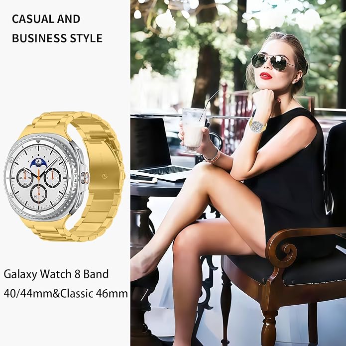 GOLDTOLUCK No Gap Stainless Steel Band Compatible with Samsung Galaxy Watch 8 7 6 5 4 Classic FE Pro Ultra 40mm 44mm 46mm 43mm 47mm 45mm 42mm Replacement Men Women Milanese Metal Elegant Casual