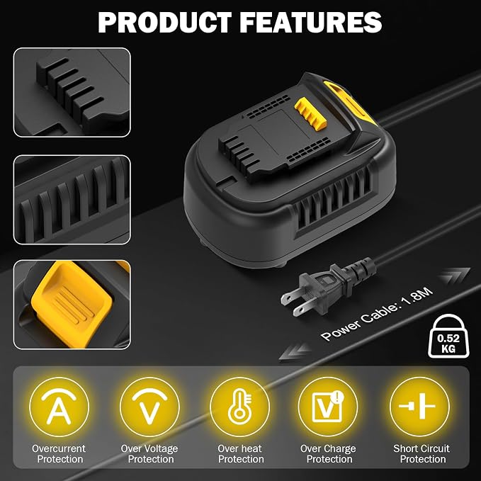 New Version 110V to 20V DC Converter,Power Source Option for Dewalt 18V-20V Cordless Tools,AC to DC Converter 500W,120V to 20V Power Supply, AC Plug Transformer Adapter