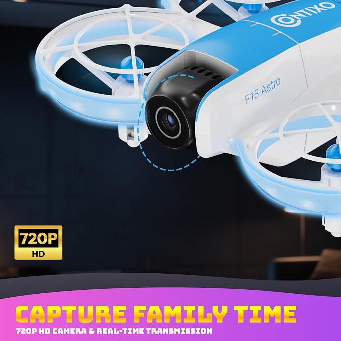 Contixo F15 Astro Mini Drone with 2.4" Screen Remote – 720P HD Dual Camera, Live Video Display, Optical Flow Hover, One-Key Takeoff/Landing, 360° Stunts, 2 Batteries, Beginner Drone for Kids & Adults