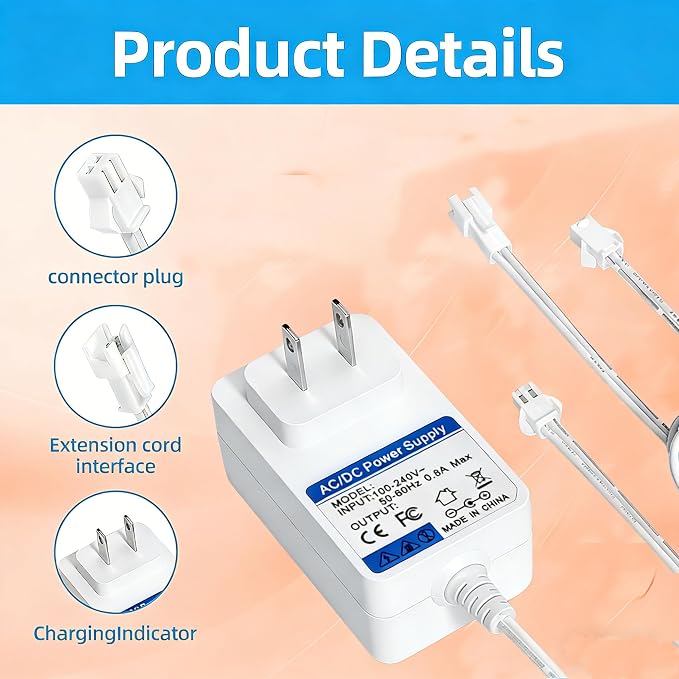MSMJFSA 12.6V 1A Charger for Acmeda MTDCB Rollase Blinds Motor | Charging cord for Rollase 12VDC lithium-ion battery motorized roller blinds and shades; check MTDCB model before use.