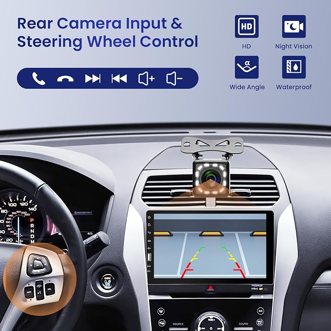 Single Din CarPlay & Android Auto Car Radio, 9-Inch Touch Screen Car Stereo with Bluetooth, Mirror Link, FM/AM Audio, GPS, USB,EQ,Backup Camera Input & SWC+MIC, Car Multimedia Player