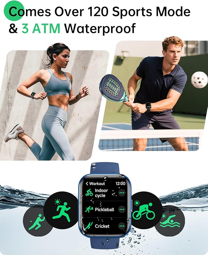 Smart Watches for Men (Android/iPhones), 120+ Sport Modes Fitness Tracker Watch with SpO2/Heart Rate Monitor, Steps/Sleep Tracker, 1.85" HD Smart Watch with Bluetooth Calls/Messages, 3ATM waterproof