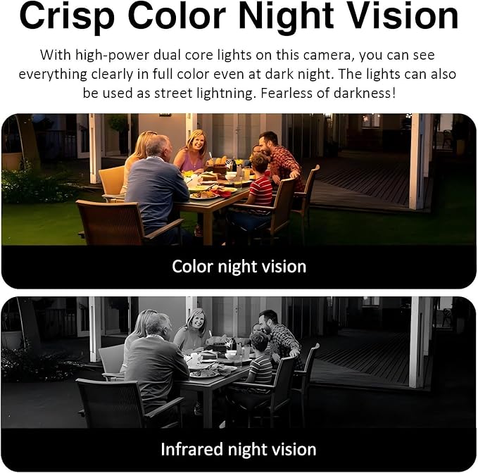EVERSECU Triple Lens WiFi PTZ Security Camera, Three Cameras in One, Side Cameras with Adjustable All-Angle Arm, 2K 360° View No Blind Spot, Auto Tracking, Spotlight, 2 Way Audio（2pack