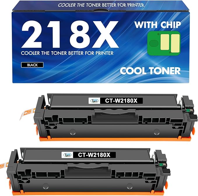 218X W2180X 218A Black Toner Cartridges 2 Pack Compatible Replacement for HP 218X 218A Color LaserJet Pro MFP 3301fdw 3301cdw 3301sdw 3201dw Printer Ink Set W2180X W2180A Black High Yield