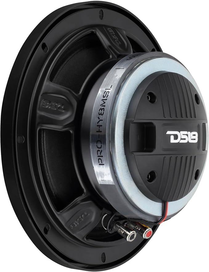 DS18 PRO-HY8MSL 8" Shallow Hybrid Mid-Range Car Audio Loudspeaker with Built-in Driver and Grill Included 400W Max 200W RMS 8 Ohms (1 Speaker)