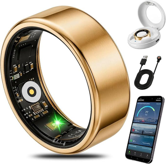 Smart Health Fitness Ring for Women & Men, Activity Tracker with Step Counter, Sleep Monitor & Stress Tracking, Waterproof, Compatible with Android & iOS, No Subscription Fee