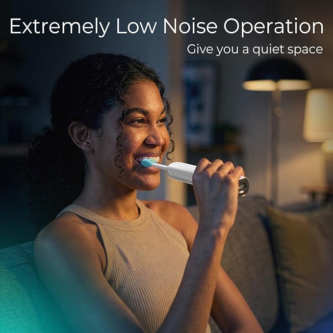 7AM2M Sonic Electric Toothbrush for Adults&Teens with LED Screen, 5 Modes, One Charge for 365 Days, 2 Minute Timer, with 8 Brush Heads and Travel Case (White)