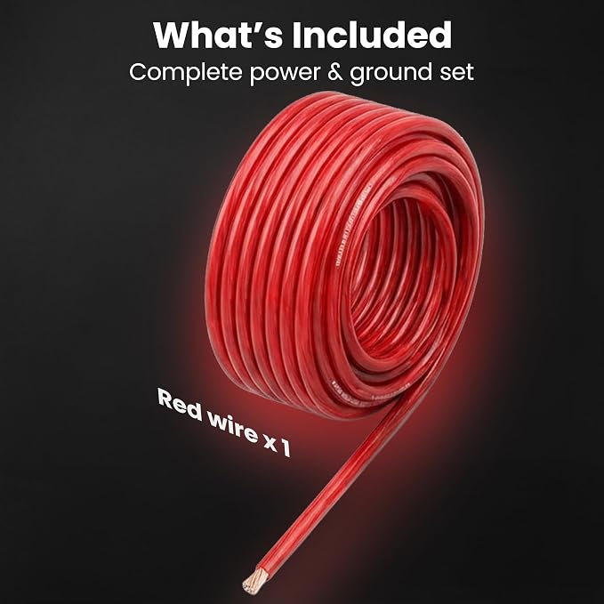 GEARit 4 Gauge Wire, CCA Electrical Wire for Automotive Power/Ground, Battery Cable, Car Audio, RV, Amp Wiring Kit, 25 Feet, Red Translucent