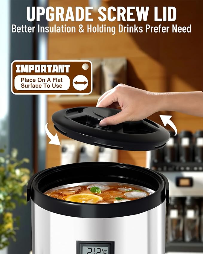 WantJoin Insulated Beverage Dispenser - 1-pack Thermal Hot and Cold Drink Dispenser with Spigot, Stainless Steel Premium 12 L/3.2 Gallon for Coffee & Hot tea,Cold Milk,Water,Juice (Silver)