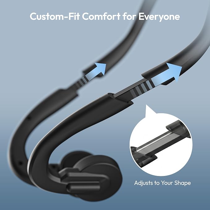 E&P Wired Bone Conduction Headphones with Microphone, 3.5mm AUX Wired Open-Ear Earbuds, Earphones with 7ft Extension Cable, Hands Free, Volume Control, Sweatproof Suitable for Outdoor Activitie