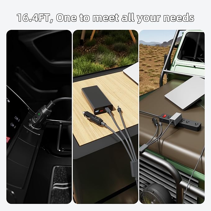Starlink Mini 3 in 1 DC Power Cable 10FT, 100W+ USB C 12-24V Cigarette Lighter Plug and DC Male Power Cable Cord for Starlink Mini, Plug and Play Starlink Mini Accessories 3M