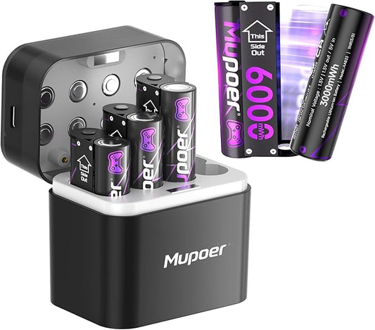 Rechargeable AA Batteries Lithium 8x3000mWh,Xbox Controller Battery Pack 4x6000mWh,1.5V Rechargeable Double A Battery,Long Lasting Lithium Battery with Box for Xbox Series One X/S,Elite,Blink Camera