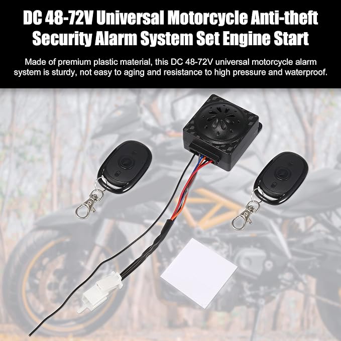 uxcell DC 48-72V Universal Motorcycle Keyless Anti-theft Security Alarm System Set with Remote Control Engine Start
