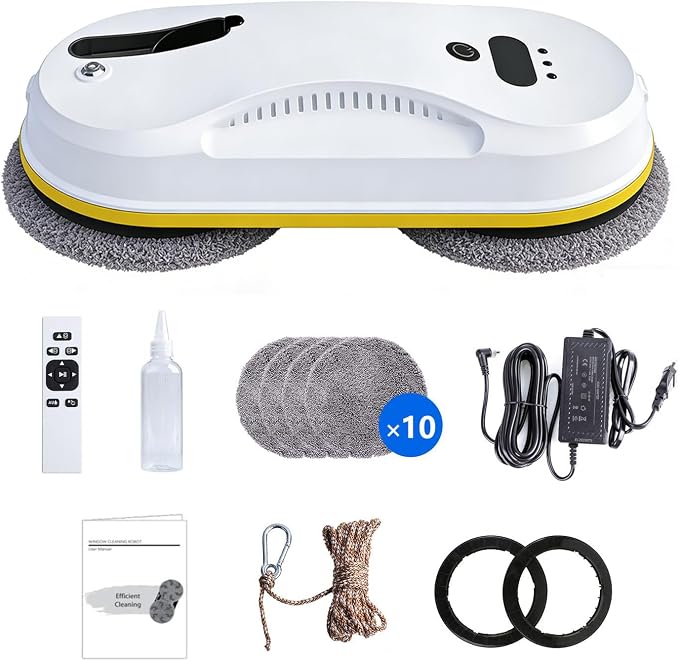 Window Cleaner Robot with Ultrasonic 5600PA Auto Water Glass Cleaning Automatic Smart Robot Cleaner,Window Vacuum Cleaner with Control Windows/Tiles/Class Door Indoor Outdoor