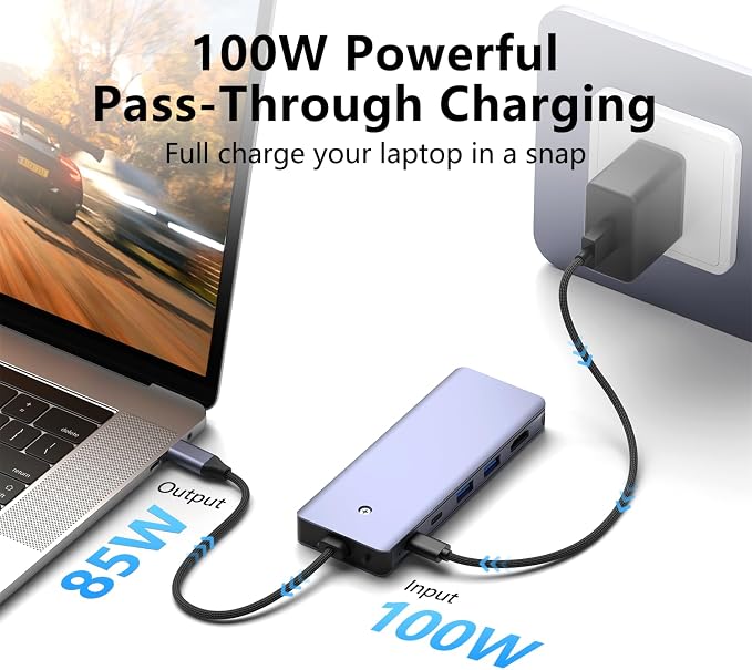 USB C Hub M.2 NVMe SSD Enclosure, 6 in 1 USB C Hub Multiport Adapter Fits PCIe 3.0 NVMe M.2 SSD, with 4K/60Hz HDMI,10Gbps USB 3.1 Gen2(2 Ports),10Gbps USB-C,100W PD Compatible with MacBook Pro