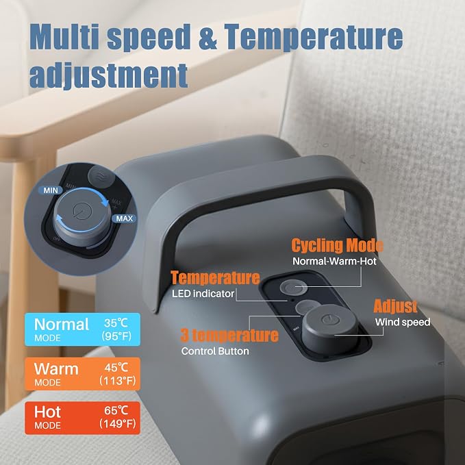 Dog Hair Dryer, Low Noise Pet Dryer for Cats, 1550W High Velocity Pet Blow with Heater for Grooming, Dogs Other Animals Hair Trimmer, Dark Grey
