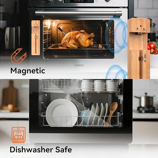 Newise Bluetooth Wireless Meat Thermometer with Smart APP, Long Range & Fast Charge, Digital Food Thermometer for Grill, Oven, Smoker, Perfect Father Day Gifts