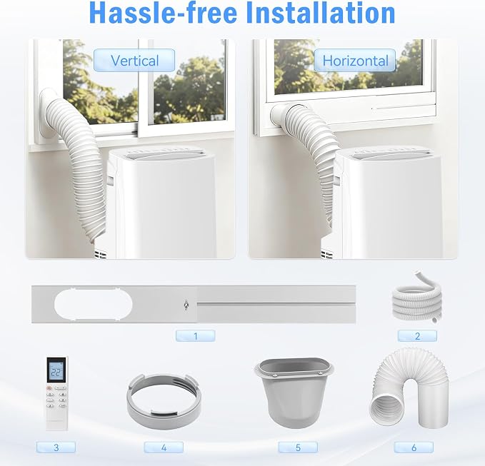 16000 BTU Wi-Fi Smart Portable Air Conditioner with Heat, 4-in-1 Cool/Dehumidify/Fan/Heat Portable AC, Cools Up to 800 Sq.Ft, Remote Control & 360° Universal Wheels for Large Room, Home & Office