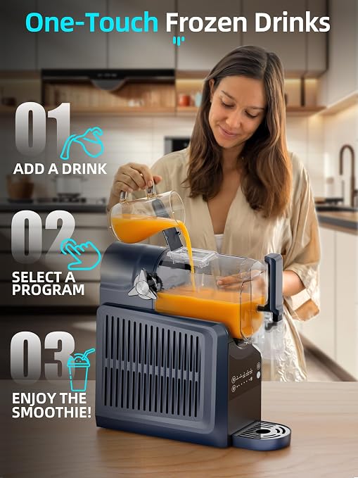VNN Slushie Machine - 92 oz Slushy Machine for Home No Ice Needed, Frozen Drink & Slushie Machine, 5 Preset Programs, Auto-Clean, Suitable for Margaritas, Smoothies, Milkshakes, Blue